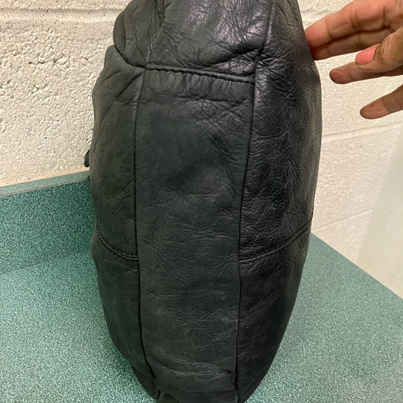 J Crew Leather Bag Purse Black Distressed Bohemian Chic - Picture 5 of 17